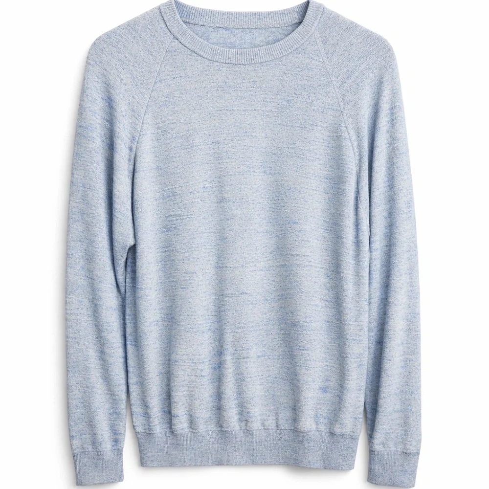 J.Crew 100% Cotton Crewneck Sweater Blue Marled Classic Lightweight Knit NWOT